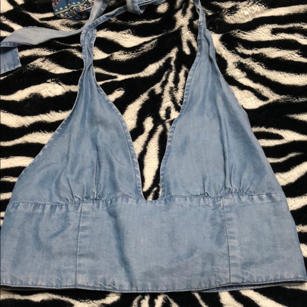 Denim tie halter